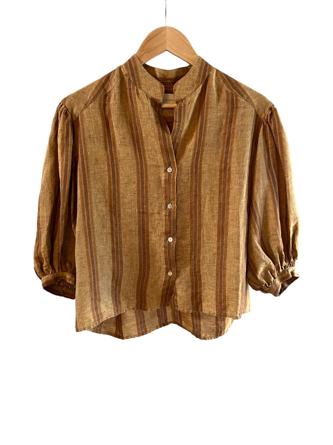 Road to Nowhere Clothing - Women's Edith Linen Blouse SS24: XS / Indigo Stripe