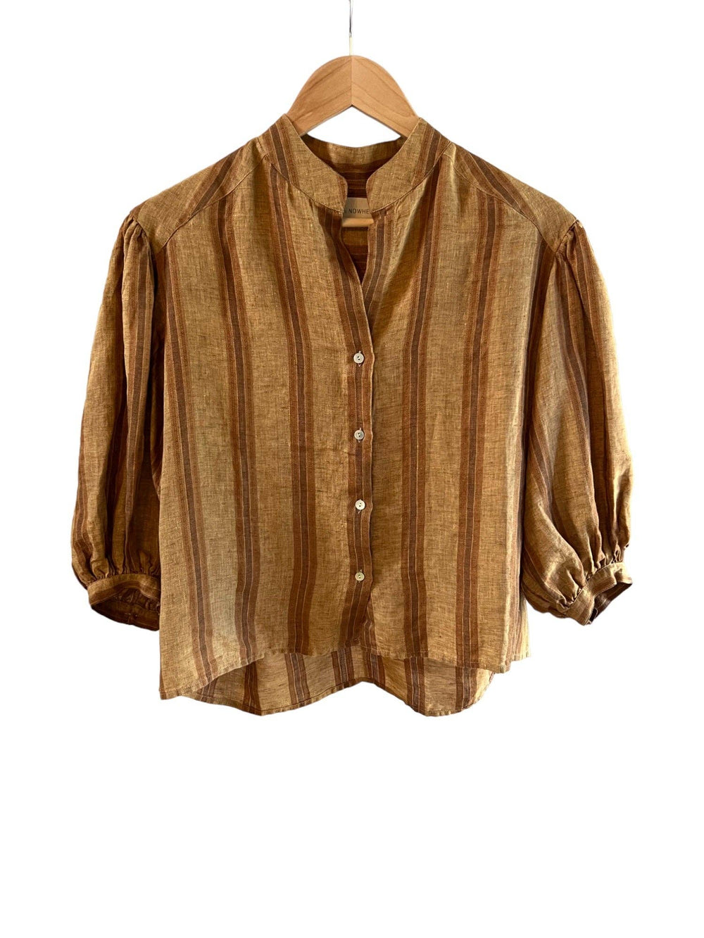 Road to Nowhere Clothing - Women's Edith Linen Blouse SS24: M / Indigo Stripe